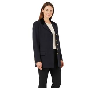 Lord &Taylor Vintage Fifth Avenue Collection Black Blazer Velvet Collar Size 10P